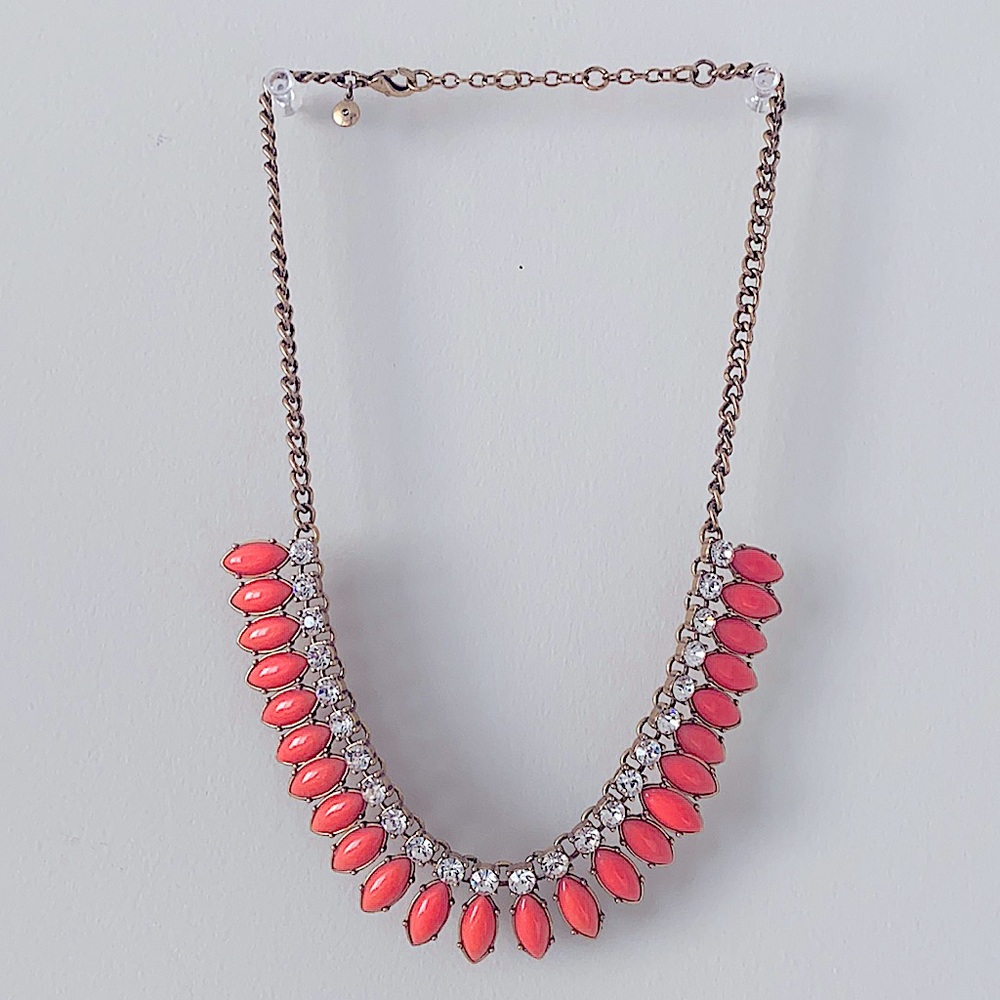 J. Crew Tonal Crystal Necklace - Peachy Pink